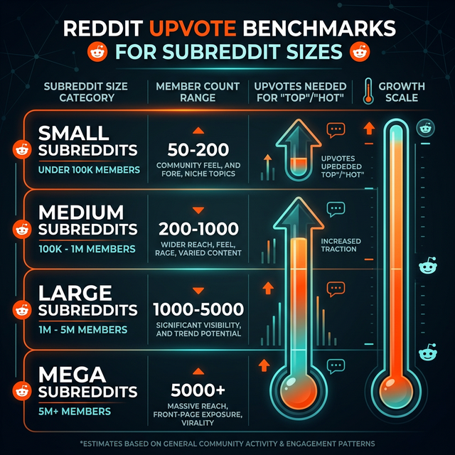 Reddit Upvote Benchmarks by Subreddit Size