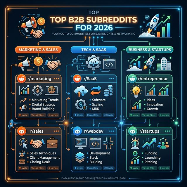 Top B2B Subreddits Map 2026